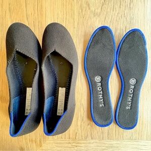 ROTHY'S The Flat Solid Black Knit Washable Ballet Shoes Round Toe SZ 8 EUC